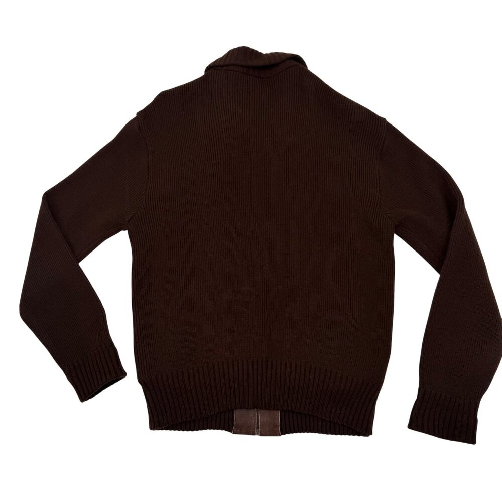 VINTAGE LANDMARK MEN'S BROWN SUEDE & KNIT ZIP-UP SWEATER JACKET - M - Picture 4 of 6